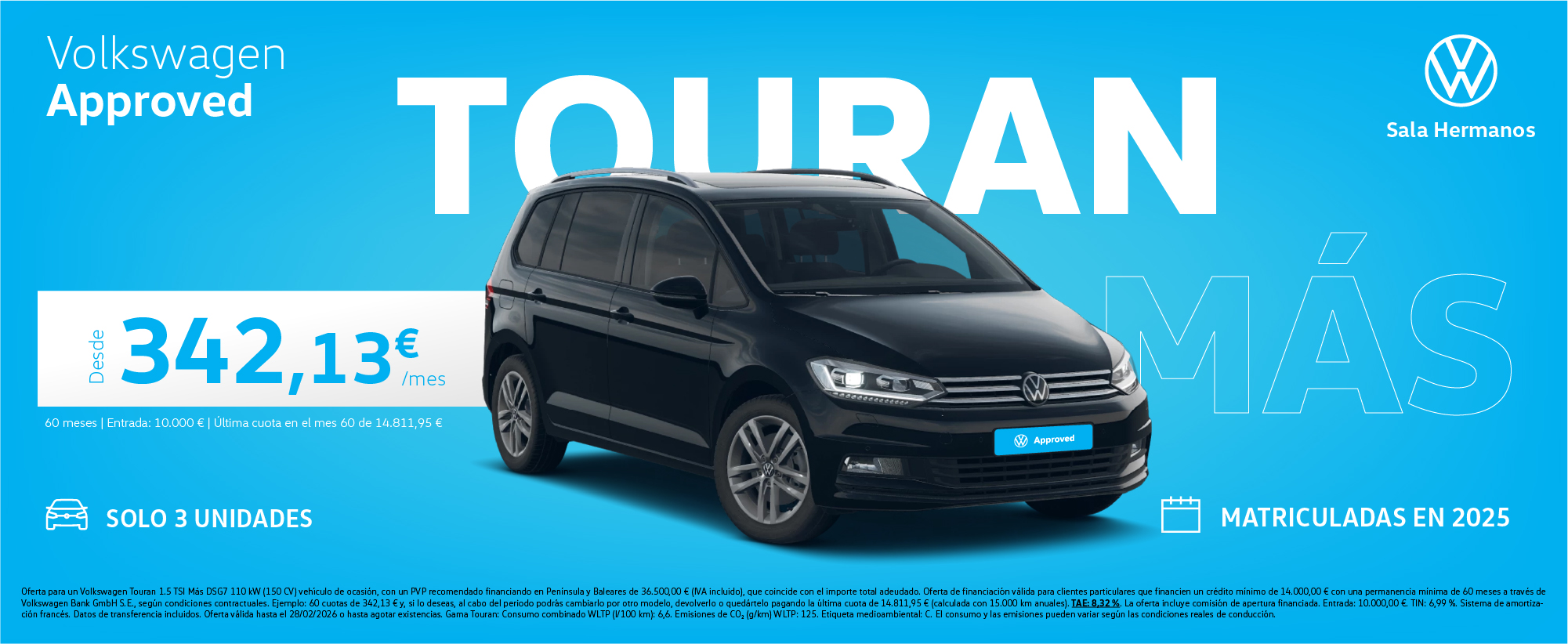 Volkswagen Approved. ¡Solo 3 vehículos disponibles desde 342€/mes*!